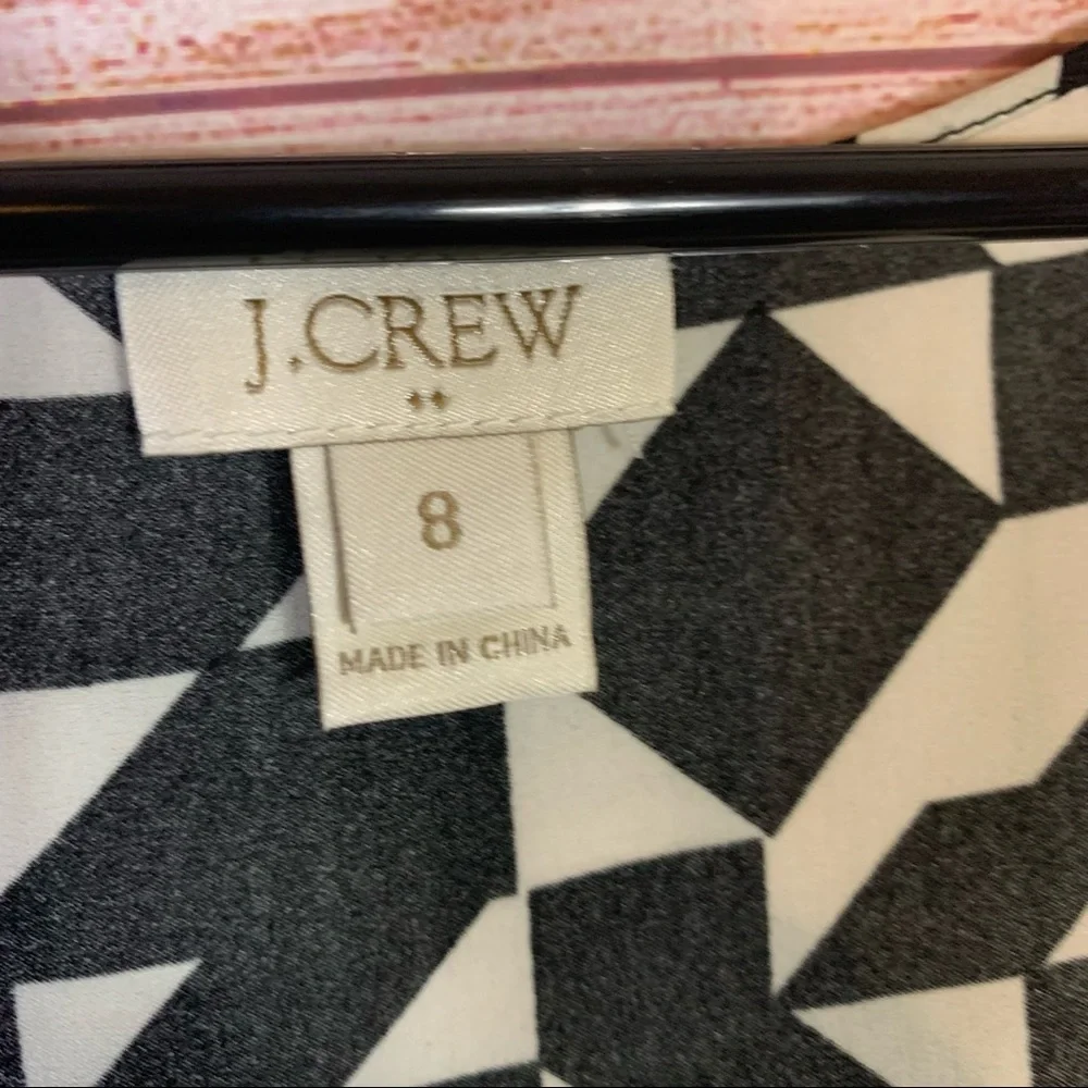 J.Crew Black White Printed Blouse‎ Size 8
